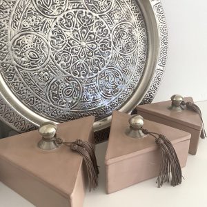 boite tadelakt triangle x3 rose sable