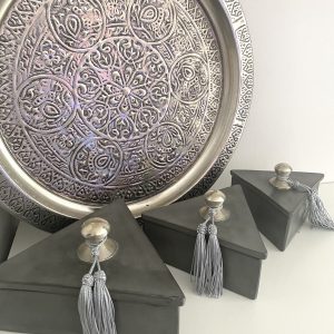 boite tadelakt triangle x3 gris