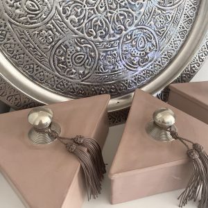 boite tadelakt triangle x3 rose sable