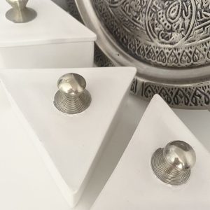 boite tadelakt triangle x3 blanc